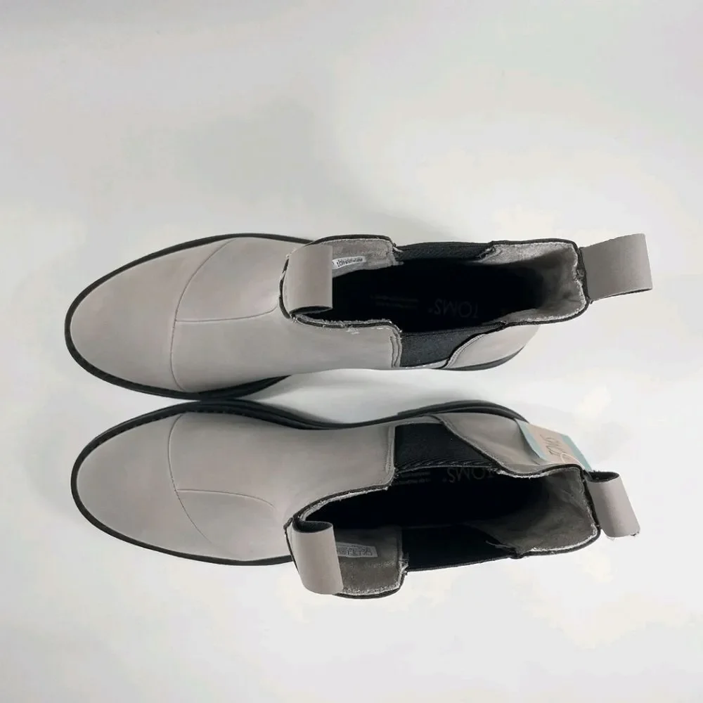 NEW TOMS Cement Skylar Nubuck Chelsea Gray Ankle Boots 6
